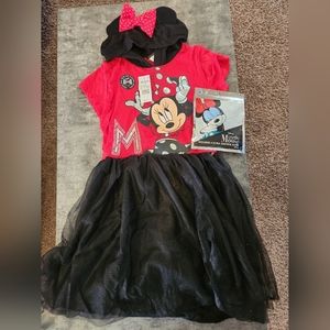 DISNEY MINNIE MOUSE Short Sleeve Tulle Skirt Hooded Dress Costume